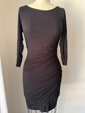 Black Knit Open Twist Back Body-con Dress